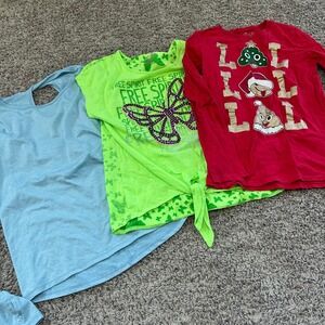 Kids Bundle Lot 3 ‎ Shirts Blue Green Red Girls Size L 10 12